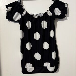 MISSLOOK Black and White Polka Dot Blouse